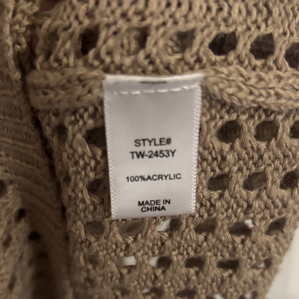 Zenana Outfitters Open-Knit Scoop Neck Sweater in Taupe - Picture 7 of 7